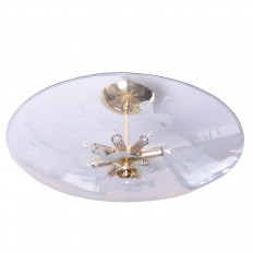 Clear glass and brass zodiac pendant
